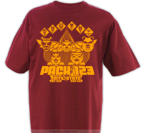 Your text here! CITY, STATE
 PACK 123 T-shirt Design SP4427