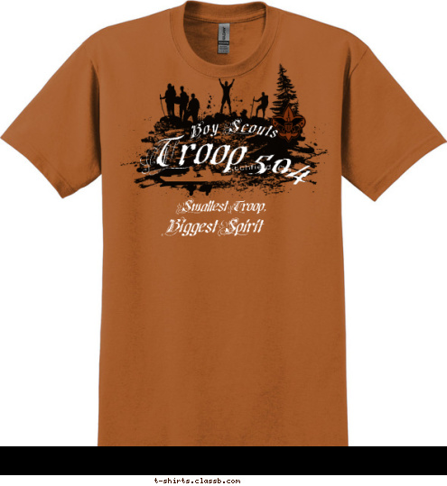 New Text Smallest Troop,  
Biggest Spirit Litchfield, OH Troop 504 Boy Scouts T-shirt Design 