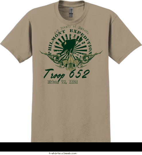 Mclean VA, 22102 Troop 652 Boy Scouts of America PHILMONT EXPEDITION T-shirt Design 