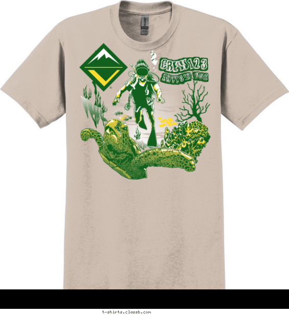 Scuba Diver and Turtle T-shirt Design