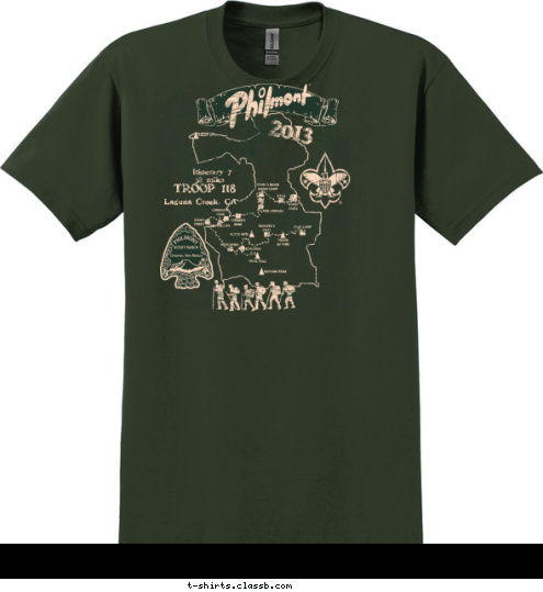 2013 Laguna Creek, CA TROOP 118 58 miles Itinerary 7 TROOP 118 T-shirt Design 