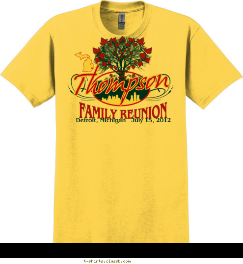 Detroit, Michigan   July 15, 2012 FAMILY REUNION Thompson T-shirt Design 