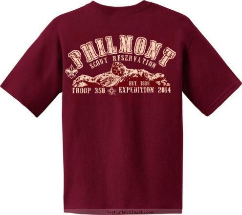 Madison, AL TROOP 350 PHILMONT EST. 1938 TROOP 350 EXPEDITION 2014 PHILMONT SCOUT RESERVATION T-shirt Design 