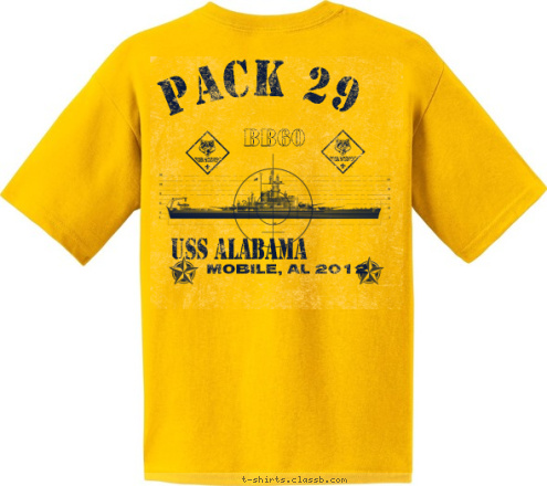 MOBILE, AL 2012 BB60 PACK 29 PACK 29 PACK SLEEPOVER 2012 USS ALABAMA T-shirt Design 