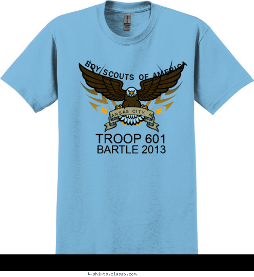 L B DO A GOOD TURN DAILY BARTLE 2013 BE PREPARED BOY SCOUTS OF AMERICA TROOP 601 KANSAS CITY, MO T-shirt Design 