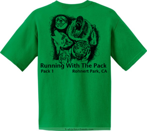 Cub Scouts Pack 1 Redwood Empire 
Council Rohnert Park, CA Running With The Pack Pack 1
 T-shirt Design 