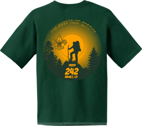 SUMMER CAMP 2013 BOY SCOUTS OF AMERICA Basalt, CO 242 TROOP T-shirt Design 