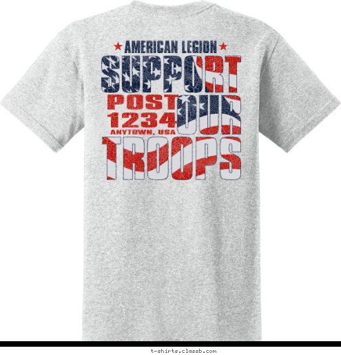 POST 1234 AMERICAN LEGION ANYTOWN, USA POST
1234 ANYTOWN, USA AMERICAN LEGION T-shirt Design SP4443