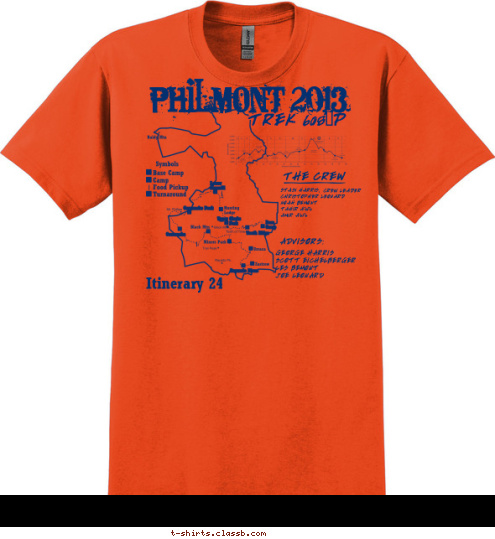 PHILMONT 2013 TREK 608-P THE CREW STASI HARRIS,
CHRISTOPHER LEONARD
NOAH BEMONT
TAHIR AZIZ
AMIR AZIZ CREW LEADER ADVISORS: GEORGE HARRIS
SCOTT EICHELBERGER
LES BEMONT
JOE LEONARD Itinerary 24 T-shirt Design 