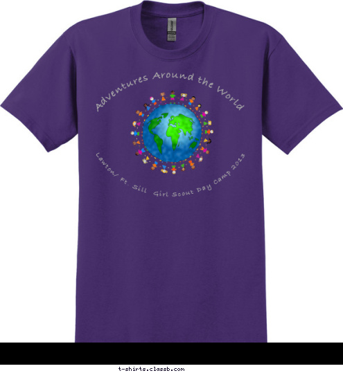 Lawton/ Ft. Sill  Girl Scout Day Camp 2013 Adventures Around the World T-shirt Design 