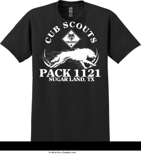 New Text SUGAR LAND, TX CUB SCOUTS PACK 1121 T-shirt Design 