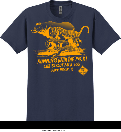 Park Ridge, IL 105 RUNNING WITH THE PACK! CUB SCOUT  PACK T-shirt Design 