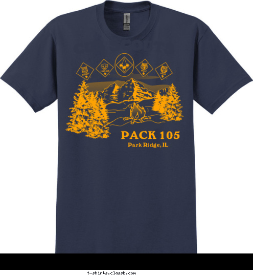 PACK 105 Park Ridge, IL CUB SCOUTS T-shirt Design in the woods