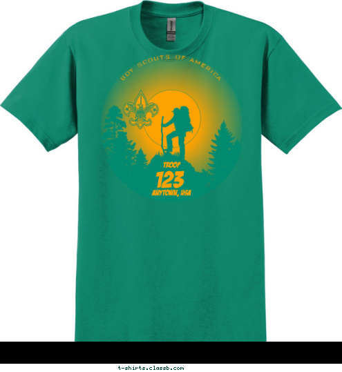 BOY SCOUTS OF AMERICA ANYTOWN, USA 123 TROOP T-shirt Design 