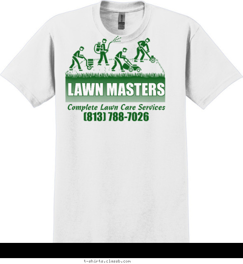 (813) 788-7026 Complete Lawn Care Services LAWN MASTERS T-shirt Design 