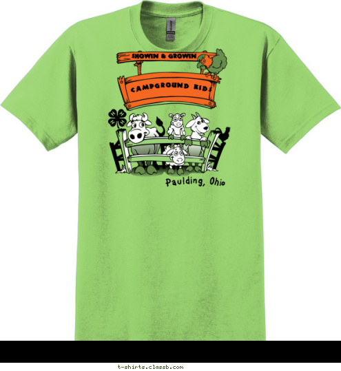 Paulding, Ohio Campground Kids SHOWIN & GROWIN T-shirt Design 