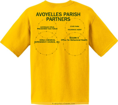 Learn By Doing 1902 SINCE We Got Time for That!!! Avoyelles Parish REGION 6 
Office for Behavioral Health  

 STATE FARM   
                                                                                                            INSURANCE AGENT
 4-H  CENLA CHEMICAL 
                   DEPENDENCY COUNCIL, INC.                                                                                 
                                                                              AVOYELLES DRUG 
                                                        PREVENTION TASK FORCE
 AVOYELLES PARISH PARTNERS      T-shirt Design 