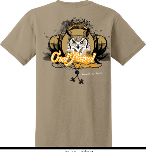 Your 
Totem 
Here SR-596-13-1 SR-596-13-1 Owl Patrol WOOD BADGE Owl Patrol Hoo-Dee-Hoo! T-shirt Design 