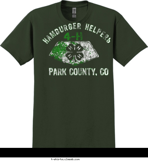 PARK COUNTY, CO HAMBURGER HELPERS ANYTOWN, USA CLUB NAME HEAD, HEART, HANDS, AND HEALTH THE 
POWER 
OF PARK COUNTY, CO HAMBURGER HELPERS T-shirt Design 