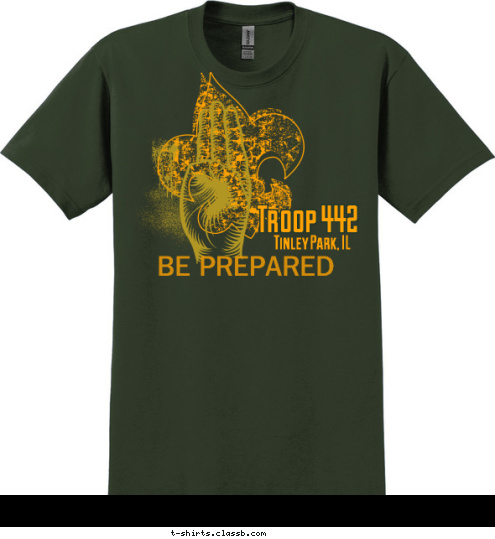 BE PREPARED Tinley Park, IL Troop 442 T-shirt Design 