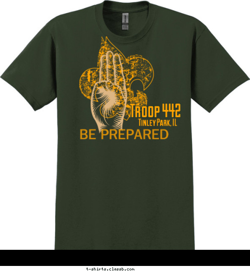 BE PREPARED Tinley Park, IL Troop 442 T-shirt Design 