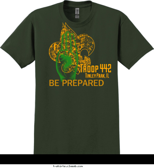 BE PREPARED Tinley Park, IL Troop 442 T-shirt Design 