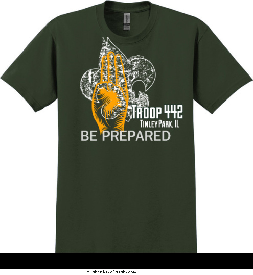 BE PREPARED Tinley Park, IL Troop 442 T-shirt Design 