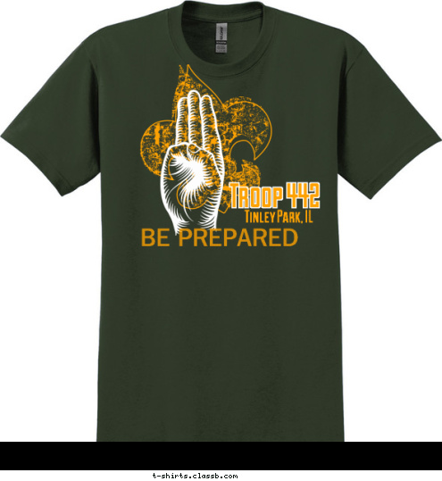 BE PREPARED Tinley Park, IL Troop 442 T-shirt Design 