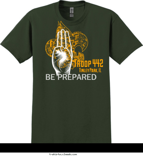 BE PREPARED Tinley Park, IL Troop 442 T-shirt Design 