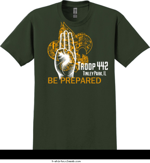 BE PREPARED Tinley Park, IL Troop 442 T-shirt Design 