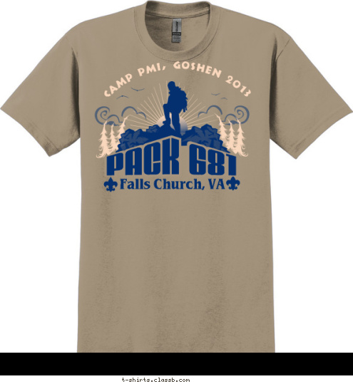 New Text PACK 681 Falls Church, VA Camp PMI, Goshen 2013 T-shirt Design 