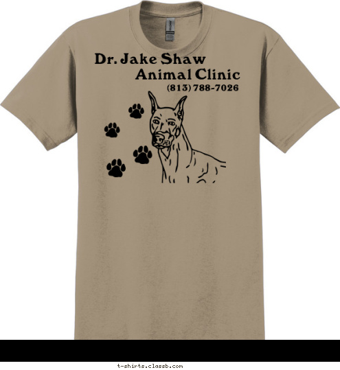 (813) 788-7026 Animal Clinic Dr. Jake Shaw T-shirt Design sp643