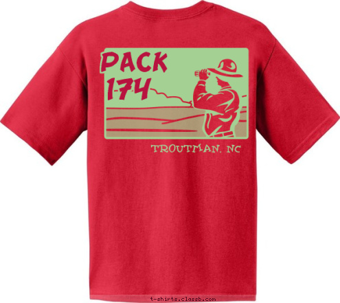 TROUTMAN, NC Prepared For Life 174 Do Your Best PACK T-shirt Design Large Pack Number on Back with small left chest logo