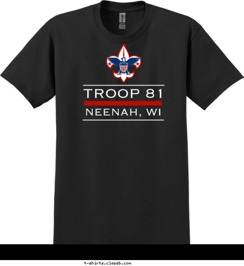 New Text TROOP 81 NEENAH, WI T-shirt Design 