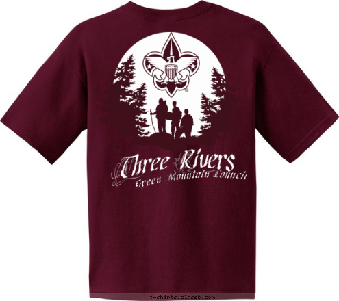 New Text ANYTOWN, USA ANYTOWN, USA TROOP 123 TROOP 123 Green Mountain Council
 823 Swanton,VT Three Rivers BOY SCOUT T-shirt Design 