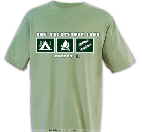 TROOP 1055 Cherry, IL SINCE 2001 BOY SCOUT T-shirt Design 