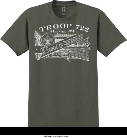 TROOP 722 Las Vegas, NV Est. 1910 T-shirt Design 