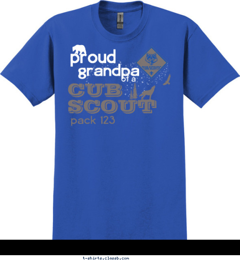 pack 123 proud
 grandpa of a  CUB
SCOUT T-shirt Design SP4477