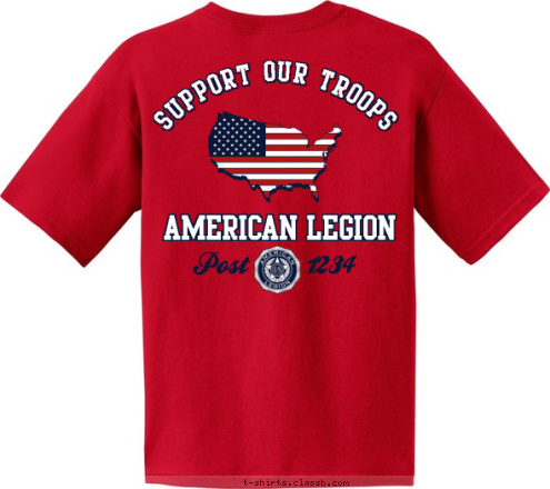 AMERICAN LEGION
POST 1234 our troops SUPPORT AMERICAN LEGION 1234 POST 1234 Post AMERICAN LEGION SUPPORT OUR TROOPS T-shirt Design SP4472