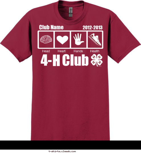 Club Name 2012-2013 Health Hands Heart Head H 4-    Club T-shirt Design 