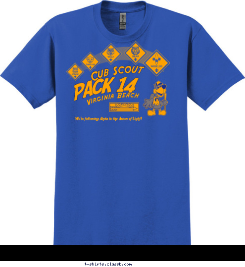 PACK 14 Virginia Beach We're following Akela to the Arrow of Light! Cub Scout T-shirt Design 