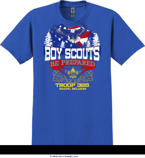 BOY SCOUTS SHAPE, BELGIUM TROOP 325 T-shirt Design 