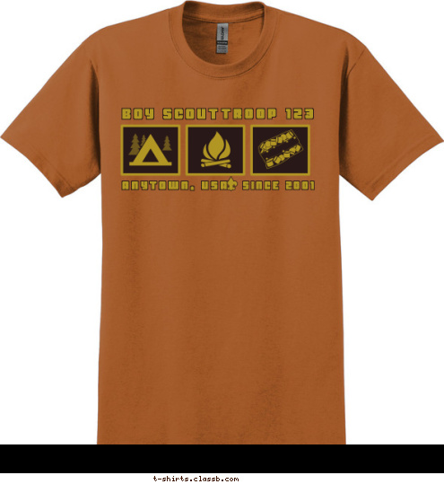 TROOP 123 ANYTOWN, USA SINCE 2001 BOY SCOUT T-shirt Design 