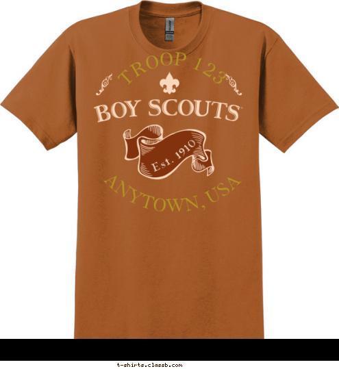 Est. 1910 ANYTOWN, USA TROOP 123 T-shirt Design 