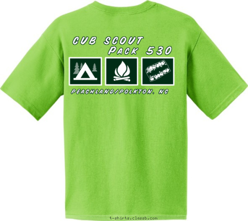 SINCE 2001 Pack 530 530 PEACHLAND/POLKTON, NC CUB SCOUT PACK T-shirt Design Camp fire marshmallow