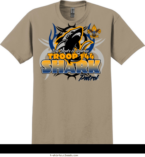 Boy Scouts of America TROOP 144 Patrol SHARK T-shirt Design 