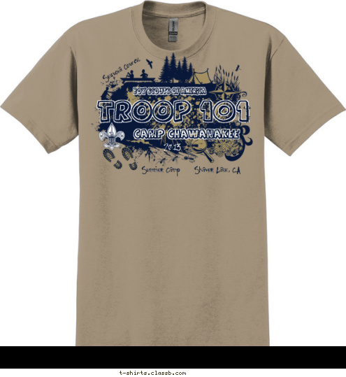 New Text New Text Summer Camp Shaver Lake, CA 2013 Glendale Sequoia Council Camp Chawanakee TROOP 101 BOY SCOUTS of America T-shirt Design 