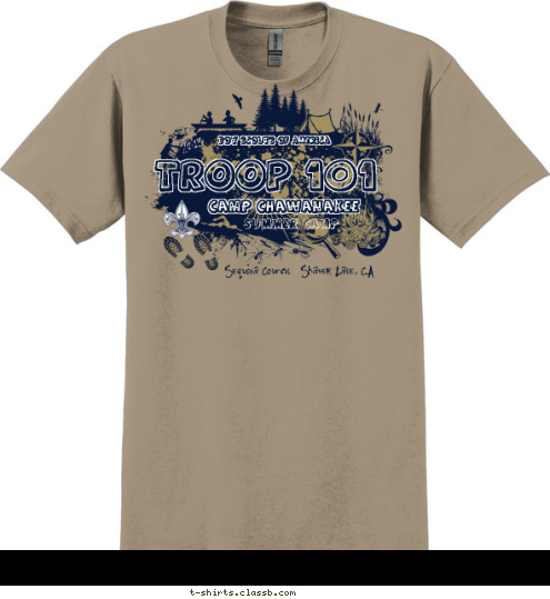 2013 Shaver Lake, CA Sequoia Council Summer Camp Camp Chawanakee TROOP 101 Boy Scouts of America T-shirt Design 