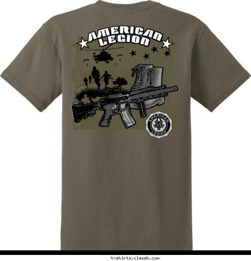 Your text here! POST 1234 ANYTOWN, USA AMERICAN LEGION
 LEGION POST 1975 AMERICAN T-shirt Design SP4524