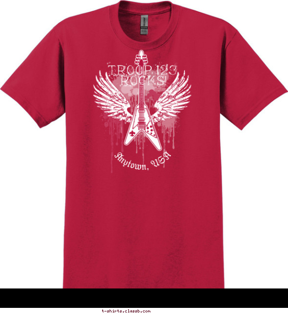 Electric Guitar and Angel Wings T-shirt Design